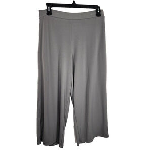 Susan Graver Essentials Regular Liquid knit Crop Pant Small Silver Gray Wide Leg